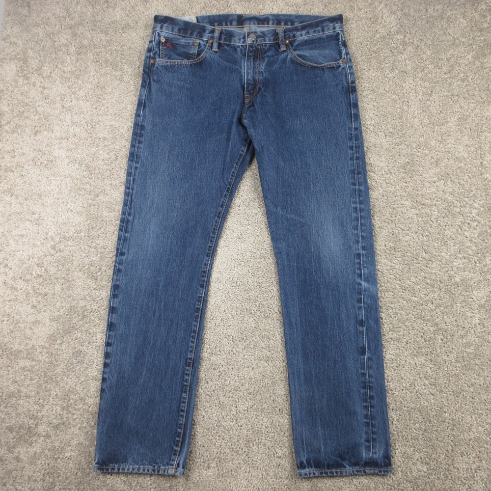 Polo Ralph Lauren Jeans Mens 34x32 Blue Faded Slim Straight Cotton Denim Pants